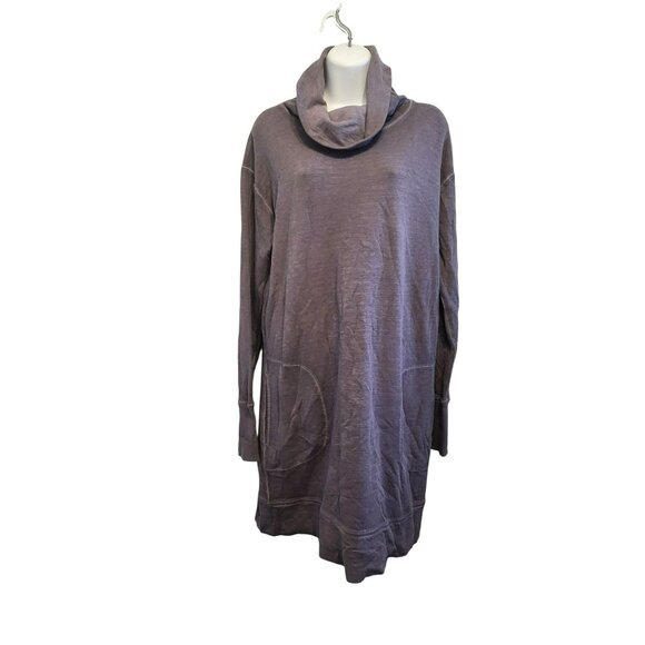 Athleta Dresses & Skirts - ATHLETA Women's Eco Wash Turtleneck Sweater sweatshirt Dress Silver Bell Size L
